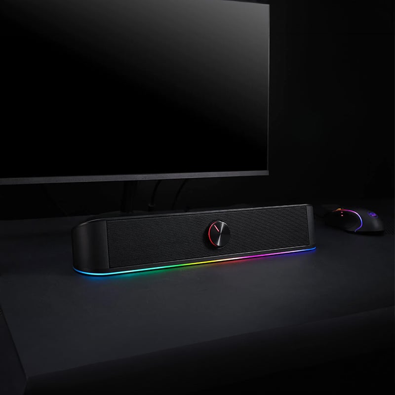 REDRAGON 2.0 Sound Bar ADIEMUS 2 x 3W RGB USB|Aux PC Gaming Speaker – Black REDRAGON 2.0 Sound Bar ADIEMUS 2 x 3W RGB USB|Aux PC Gaming Speaker - Black - Image 6