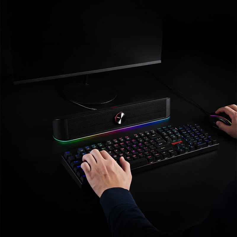 REDRAGON 2.0 Sound Bar ADIEMUS 2 x 3W RGB USB|Aux PC Gaming Speaker – Black REDRAGON 2.0 Sound Bar ADIEMUS 2 x 3W RGB USB|Aux PC Gaming Speaker - Black - Image 7