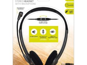 Port Stereo Headset with Mic with 1.2m Cable|1 x 3.5mm|Volume Controller – Black Port Stereo Headset with Mic with 1.2m Cable|1 x 3.5mm|Volume Controller - Black