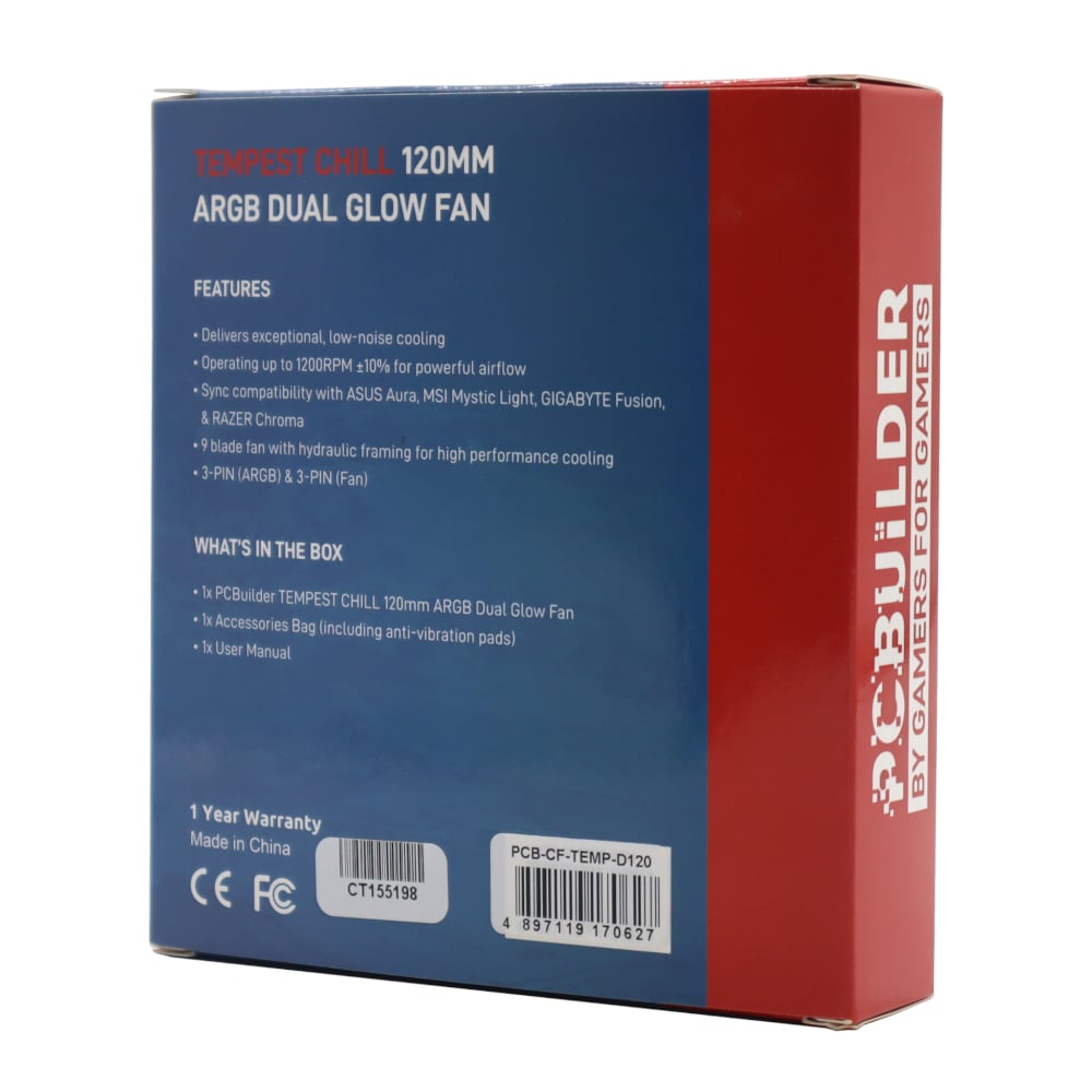 PCBuilder Tempest Chill 120MM ARGB Dual Glow Fan PCBuilder Tempest Chill 120MM ARGB Dual Glow Fan - Image 4
